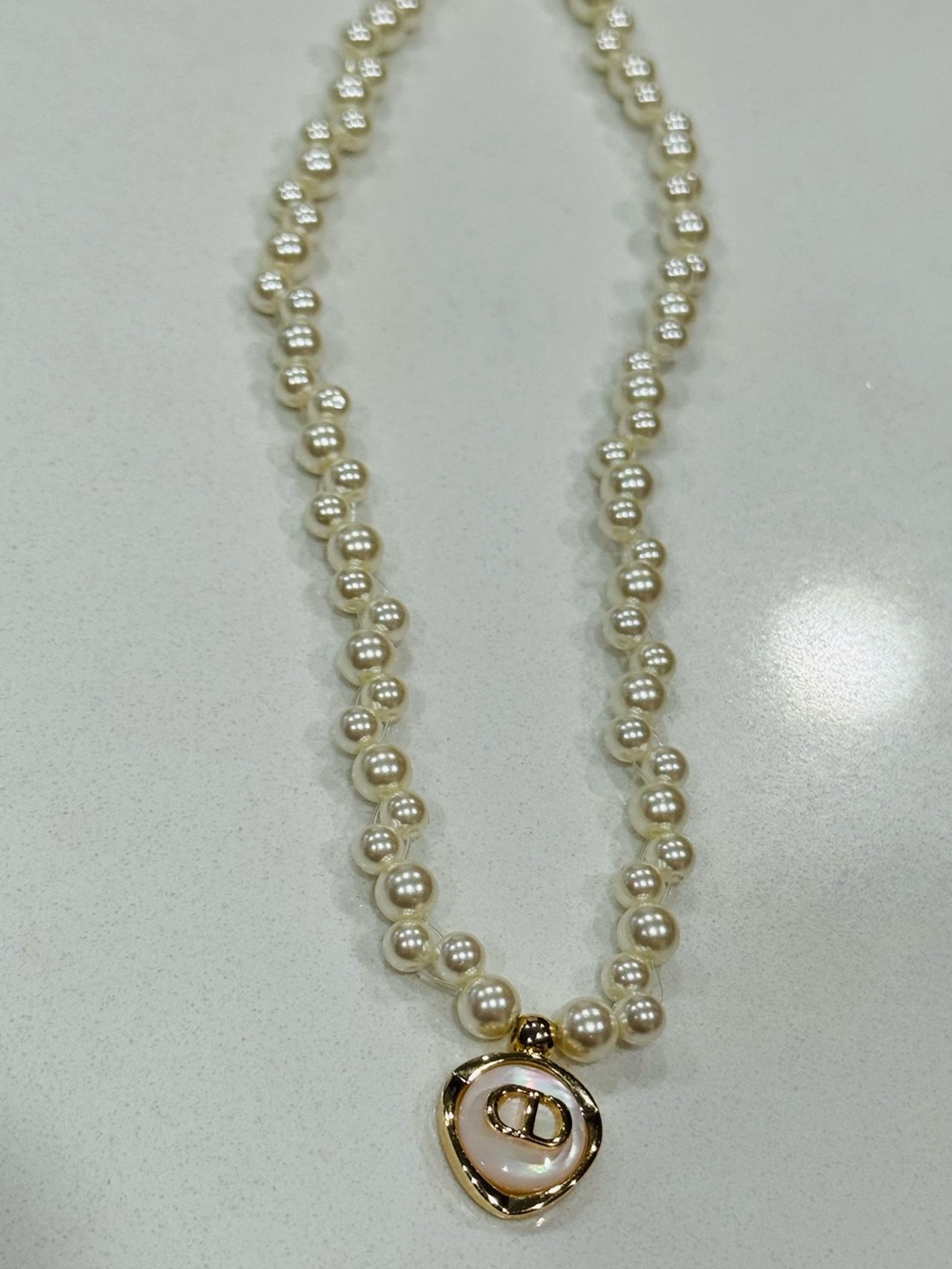 🆕 DIOR Pearl Necklace with Pearl Logo Pendant - Picture 5 of 7
